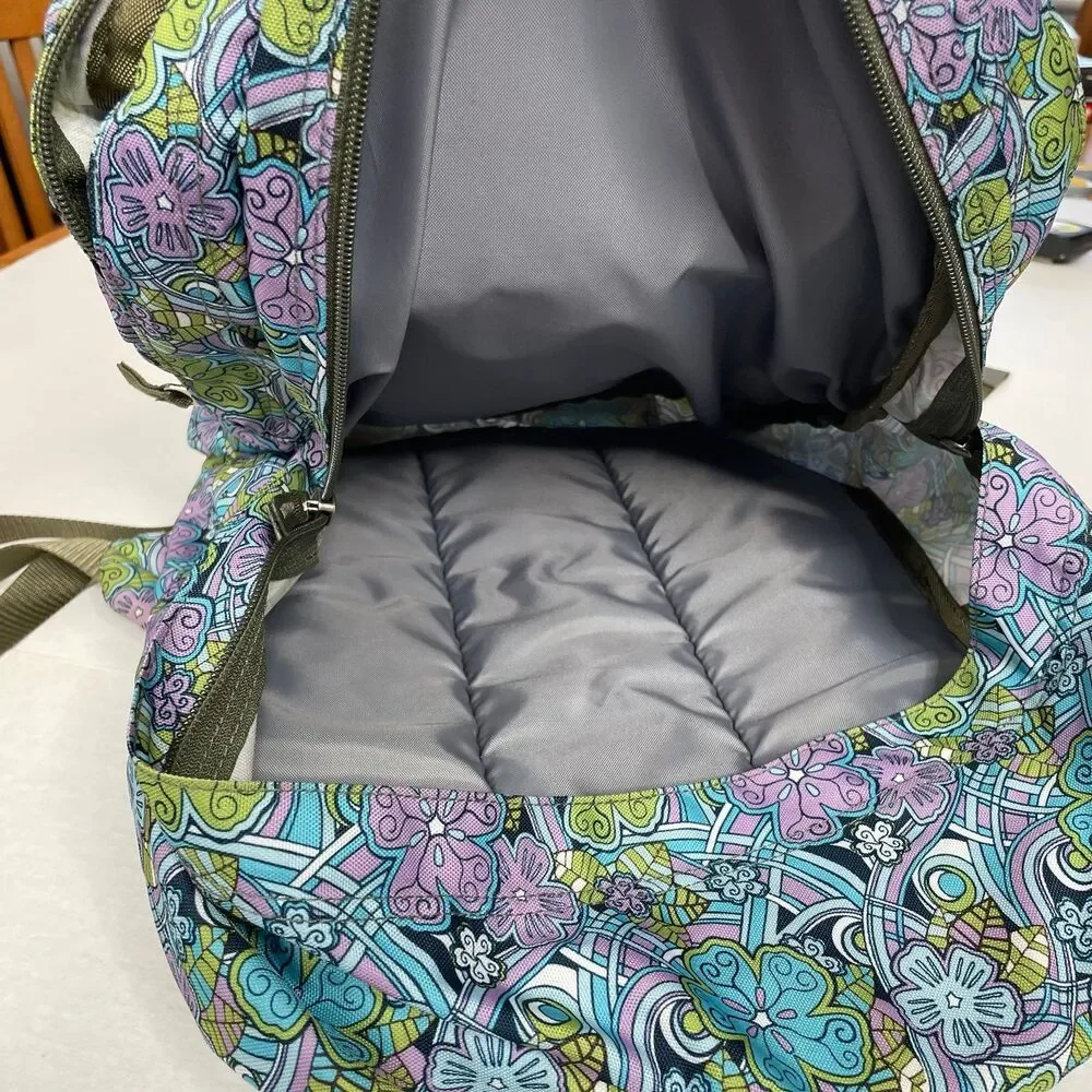 LL Bean Blue Green Purple Floral 70s Design Personalized Backpack Amaya